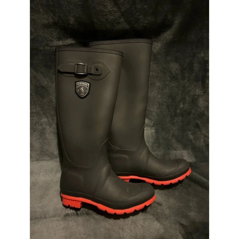 Kamik Jennifer Charcoal Rubber Knee High Rain Boots Womens Buckle size-7 #336